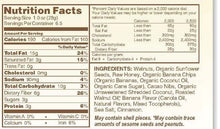 Load image into Gallery viewer, nutrition label for veronica's health crunch banana chocolate walnut flavor