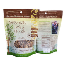Load image into Gallery viewer, veronica&#39;s health crunch banana chocolate walnut flavor in 6.5 oz bag
